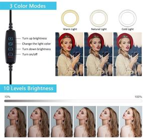 img 1 attached to 📸 10-Inch LED Ring Light with Tripod Stand, Cell Phone Holder, and Live Stream Kit for Video Streaming, Photography, YouTube, TikTok, Selfies, Makeup