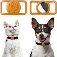 chuangsiyc silicone protective case for apple airtag - lightweight pet loop holder for gps tracking dog cat collar accessories - soft & anti-lost - orange (cat compatible) logo