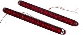 img 2 attached to 🚛 2-Pack Waterproof Sealed Red 15-Inch 11-LED Light Bar for Trailer Truck, RV, and Trailer Stop Turn Tail Third 3rd Brake Light, Truck Trailer Marker