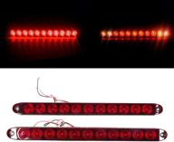 🚛 2-pack waterproof sealed red 15-inch 11-led light bar for trailer truck, rv, and trailer stop turn tail third 3rd brake light, truck trailer marker logo