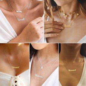 img 3 attached to U7 Personalized Name Necklace - Stainless Steel 18K Gold Plated Custom Any Names Choker Pendant for Women and Girls - 18 Inch - Ideal Gift for Name Plate Jewelry Lovers