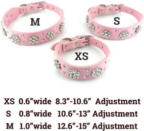 img 3 attached to 🐶 Dazzling Rhinestone Dog Collar with Diamond Flower Pattern - Stylish Leather Collar for Small and Medium Dogs