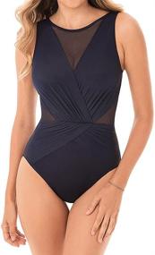img 3 attached to 👙 Miraclesuit Women's Swimwear Illusionist Palma Tummy Control High Neckline Soft Cup One-Piece Swimsuit with Enhanced SEO