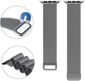 img 1 attached to Ivandar Magnetic Stainless Steel Mesh Loop Compatible With Apple Watch Bands 41Mm 40Mm 38Mm 45Mm 44Mm 42Mm Cell Phones & Accessories