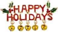 lux accessories festive mistletoe jingle bells christmas xmas brooch pin for happy holidays logo