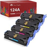 🖨️ toner kingdom 4-pack compatible toner cartridge replacement for hp 124a q6000a q6001a q6002a q6003a color 1600 2600n 2605dn 2605dtn cm1015 cm1017 mfp printer (black, cyan, yellow, magenta) logo