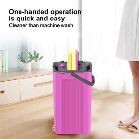 img 1 attached to 🧽 LEARJA Hands-Free Washing PVA Sponge Mop Set | Easy Storage Wet and Dry Usage | Stainless-Steel Handle | Purple Bucket + Gray Mop Head