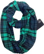 🧣 elzama plaid checkered infinity winter scarf: stylish tartan loop travel scarf with hidden zipper pocket for women logo