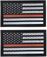 🔸 enhanced visibility: thin orange line tactical patches with reflective us american flag design - 2 pack (2x3.5 inch) hook-fastener backing logo