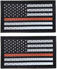 img 4 attached to 🔸 Enhanced Visibility: Thin Orange Line Tactical Patches with Reflective US American Flag Design - 2 Pack (2X3.5 inch) Hook-Fastener Backing