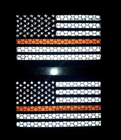 img 2 attached to 🔸 Enhanced Visibility: Thin Orange Line Tactical Patches with Reflective US American Flag Design - 2 Pack (2X3.5 inch) Hook-Fastener Backing