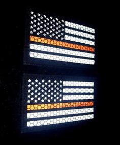 img 1 attached to 🔸 Enhanced Visibility: Thin Orange Line Tactical Patches with Reflective US American Flag Design - 2 Pack (2X3.5 inch) Hook-Fastener Backing