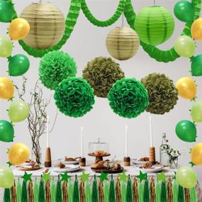 img 2 attached to 🎉 43-Piece Green Party Decorations Set: Paper Lanterns, Balloons, Tassel Garland Banner, Tissue Pom Poms Flowers, Clover Garland, Paper Garland for St. Patrick's Day, Birthday, Baby Showers, Bridal Shower