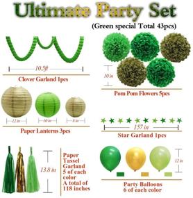 img 3 attached to 🎉 43-Piece Green Party Decorations Set: Paper Lanterns, Balloons, Tassel Garland Banner, Tissue Pom Poms Flowers, Clover Garland, Paper Garland for St. Patrick's Day, Birthday, Baby Showers, Bridal Shower