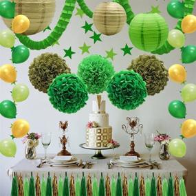 img 1 attached to 🎉 43-Piece Green Party Decorations Set: Paper Lanterns, Balloons, Tassel Garland Banner, Tissue Pom Poms Flowers, Clover Garland, Paper Garland for St. Patrick's Day, Birthday, Baby Showers, Bridal Shower