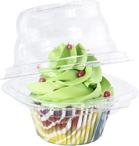 img 4 attached to Katgely Individual Cupcake Container 50-Pack - Sturdy Single Compartment Cupcake Carrier Box - Stackable & Transparent - BPA-Free Plastic