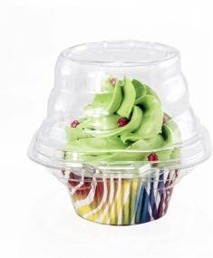 img 2 attached to Katgely Individual Cupcake Container 50-Pack - Sturdy Single Compartment Cupcake Carrier Box - Stackable & Transparent - BPA-Free Plastic