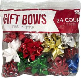 img 1 attached to 🎁 Berwick C.O. Premium Holographic Peel N Stick Holiday Gift Wrapping Christmas Bows - Assorted Sizes & Colors (48 Bows)