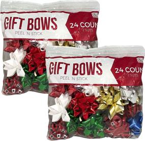 img 2 attached to 🎁 Berwick C.O. Premium Holographic Peel N Stick Holiday Gift Wrapping Christmas Bows - Assorted Sizes & Colors (48 Bows)
