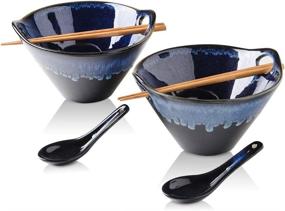 img 4 attached to KOOV Porcelain Ramen Bowl Set with Spoons