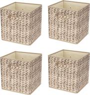 📦 livememory cube storage bins for cube organizers - pack of 4, l10.5 x w10.5 x h11in, nylon fabric with wicker print design logo