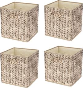 img 4 attached to 📦 Livememory Cube Storage Bins for Cube Organizers - Pack of 4, L10.5 x W10.5 x H11in, Nylon Fabric with Wicker Print Design