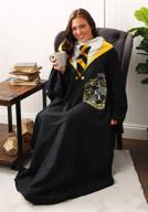 🧥 cozy harry potter comfy throw blanket with sleeves, 48 x 71 inches - hufflepuff rules! logo