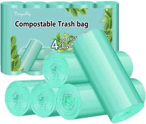 img 4 attached to Compostable Trash Bag, 4 Gallon Biodegradable Garbage Bags: Eco-Friendly Liners, Unscented, 100 Counts