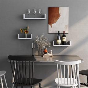 img 1 attached to 🏠 AMADA HOMEFURNISHING White Floating Shelves: Stylish U-Shaped Wall Shelf Set in 3 Sizes for Bedroom, Bathroom, Living Room, Kitchen - AMFS13-W