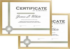 img 4 attached to 🖼️ Golden State Art - Set of 2, 8.5x11 Gold Aluminum Frames for Certificates/Photos - Easel Stand & Wall Mounting - Landscape/Portrait - Real Glass