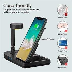 img 2 attached to 🔌 Enhanced 15W Fast Charging Dock with Bedside Lamp, Qi-Certified 4-in-1 Station, Compatible for iPhone 12/11 series, AirPods, Apple Watch SE/6/5/4/3/2/1 (Black)