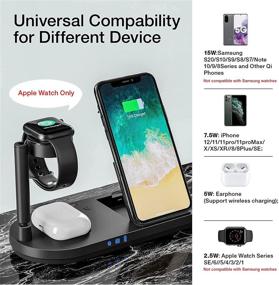 img 3 attached to 🔌 Enhanced 15W Fast Charging Dock with Bedside Lamp, Qi-Certified 4-in-1 Station, Compatible for iPhone 12/11 series, AirPods, Apple Watch SE/6/5/4/3/2/1 (Black)