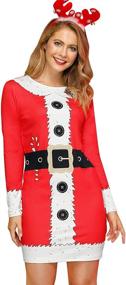 img 4 attached to 🎄 Christmas Women's Clothing: PL Custom Bodycon Long Sleeve