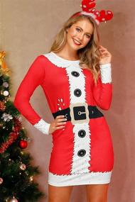 img 3 attached to 🎄 Christmas Women's Clothing: PL Custom Bodycon Long Sleeve