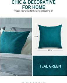 img 2 attached to Syntus 2-Pack Velvet Throw Pillow Covers - Soft Cozy Square Decorative Cushion Case for Home Decor, Car, Bed or Sofa - 18 x 18 Teal Green