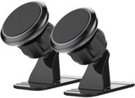 📱 2-pack magnetic phone car mount: universal holder for car dashboard - hands-free, 360° rotation, strong magnetic grip - compatible with all smartphones and gps devices - includes 4 metal plates (black) logo