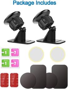 img 3 attached to 📱 2-pack Magnetic Phone Car Mount: Universal Holder for Car Dashboard - Hands-Free, 360° Rotation, Strong Magnetic Grip - Compatible with All Smartphones and GPS Devices - Includes 4 Metal Plates (Black)