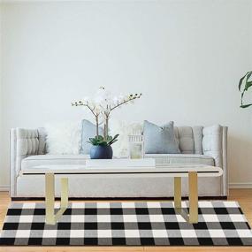 img 3 attached to Cekene Buffalo Plaid Runner Rug 2'x6' - Black and White Checkered Woven Area Rug for Farmhouse Style Décor