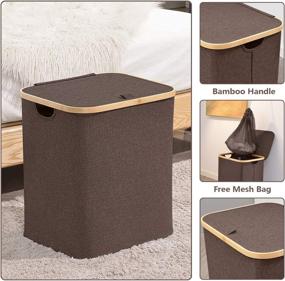 img 1 attached to 🧺 High-Quality Classic Brown Laundry Basket with Removable Liner, Handles, and Lid - BRIAN & DANY