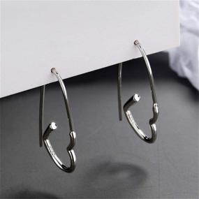 img 3 attached to Dainty Safety Pin Love Heart Earrings: 25mm Small Hoop Dangle, Silver Plated Hypoallergenic Earrings for Women & Girls, Perfect Gifts for Girlfriend's Birthday, Christmas