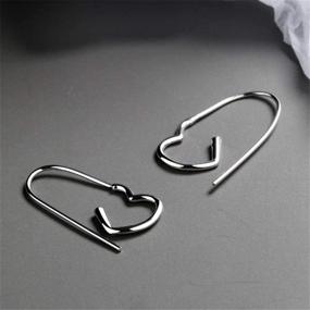 img 2 attached to Dainty Safety Pin Love Heart Earrings: 25mm Small Hoop Dangle, Silver Plated Hypoallergenic Earrings for Women & Girls, Perfect Gifts for Girlfriend's Birthday, Christmas