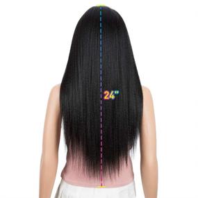 img 1 attached to 👩 Joedir 24 "Прямые Yaki Free Part Кружевные передние парики с детскими волосами 4x4 Симулированная кожуха Синтетические парики высокой температуры для черных женщин 180% Плотность париков 200 г (Черный)