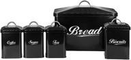 x649 black metal kitchen storage set for home 🏺 - bread bin, biscuit tin, tea, coffee, sugar canister containers logo