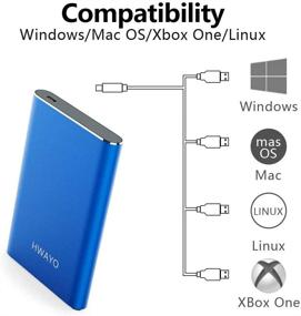 img 3 attached to Переносной внешний жесткий диск HWAYO 40GB: USB3.1 Type C Ультратонкий HDD-накопитель для ПК, Mac, Xbox One (синий)
