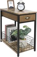 narrow end table with drawer: stylish and compact industrial retro side table for small spaces логотип