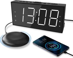 img 4 attached to ⏰ High-Volume Alarm Clock with Bed Shaker and USB Charger for Deep Sleepers, Dual Vibrating Alarm Clock for Hearing Loss, 7.5’’ Large Display with Adjustable Brightness, Snooze, 12/24H &amp; Battery Backup