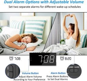 img 1 attached to ⏰ High-Volume Alarm Clock with Bed Shaker and USB Charger for Deep Sleepers, Dual Vibrating Alarm Clock for Hearing Loss, 7.5’’ Large Display with Adjustable Brightness, Snooze, 12/24H &amp; Battery Backup