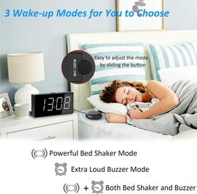 img 3 attached to ⏰ High-Volume Alarm Clock with Bed Shaker and USB Charger for Deep Sleepers, Dual Vibrating Alarm Clock for Hearing Loss, 7.5’’ Large Display with Adjustable Brightness, Snooze, 12/24H &amp; Battery Backup