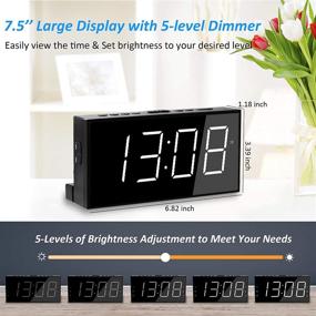 img 2 attached to ⏰ High-Volume Alarm Clock with Bed Shaker and USB Charger for Deep Sleepers, Dual Vibrating Alarm Clock for Hearing Loss, 7.5’’ Large Display with Adjustable Brightness, Snooze, 12/24H &amp; Battery Backup