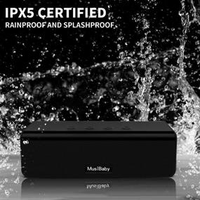 img 1 attached to 🔊 Портативная водонепроницаемая Bluetooth колонка - MusiBaby M71 Наружные беспроводные динамики, двойное соединение, Bluetooth 5.0, громкий стерео звук, громадный бас, 24 часа воспроизведения для дома и вечеринок (Черный)